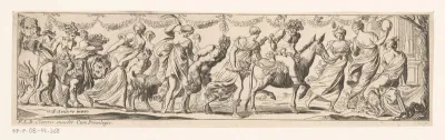 Bacchus en zijn gevolg door nimfen gevangen