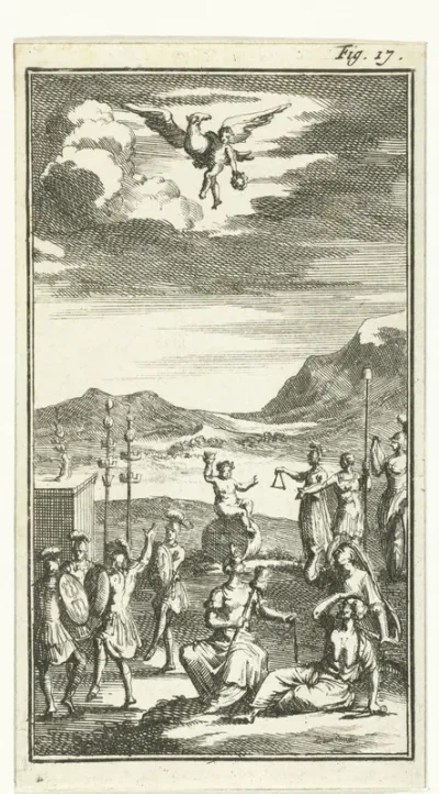 Bacchus heft zijn wijnglas op de vrede