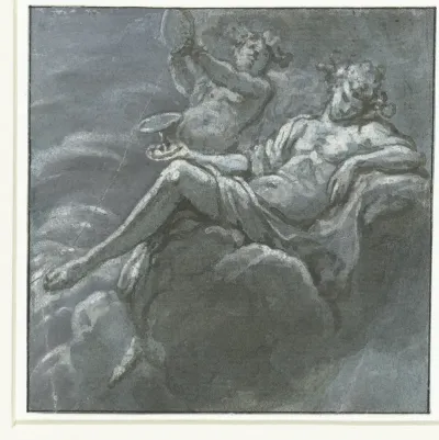 Bacchus met een drinkschaal en een Sileen