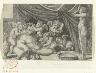 Bacchus met putti