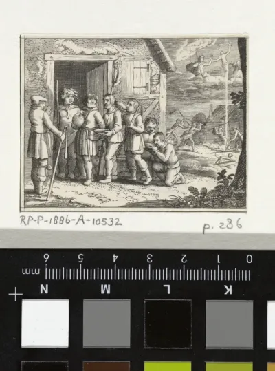 Bacchus met wijn bij boeren