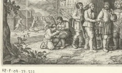 Bacchus met wijn bij boeren
