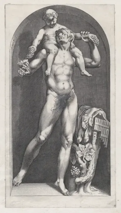 Bacchus on the Shoulders of a Satyr, from "Speculum Romanae Magnificentiae"