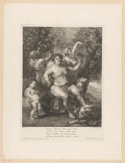 Bacchus op een wijnvat