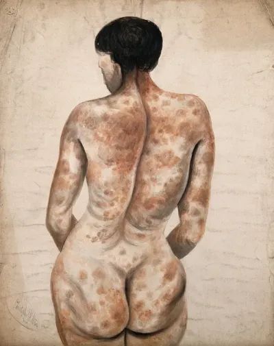 Back and buttocks of a woman suffering from a disease affecting the skin
