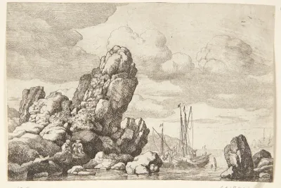 Både ved en stejl klippe
