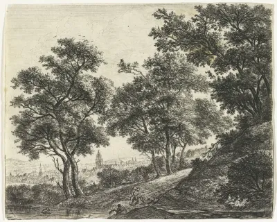 Badende figuren in een bos