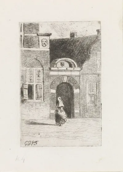 Bakstenen poort in een straat