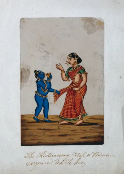 Bala Krishna beseeching his mother for some milk