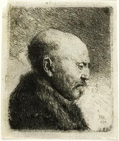 Bald Headed Man in Profile Right: The Artist's Father (?)