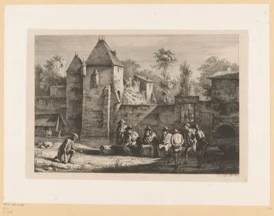Balspelende mannen bij de oude Porte de Vaise te Lyon