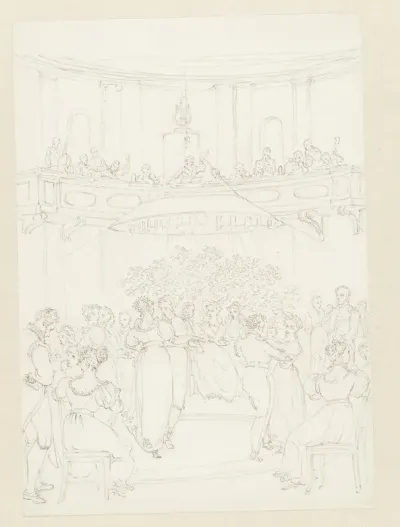 Balzaal met dansende paren en een orkest