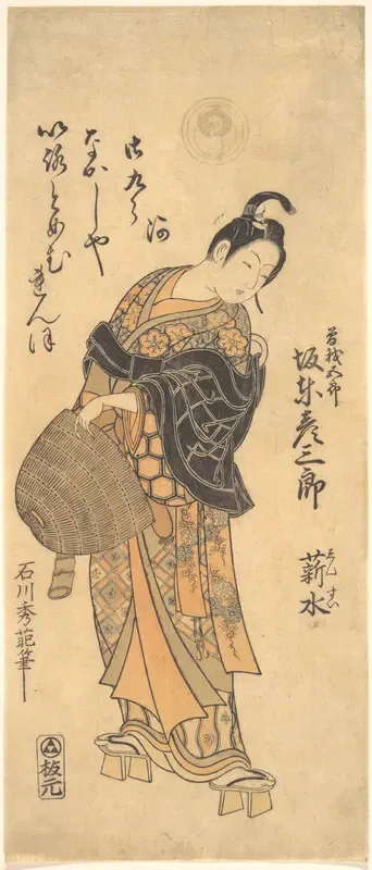 Bandō Hikosaburō II Dressed as a Komuso and Carrying the Flute and Hat