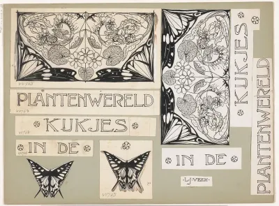 Bandontwerp en illustraties voor: Emilie C. Knappert, Kijkjes in de plantenwereld, 1893