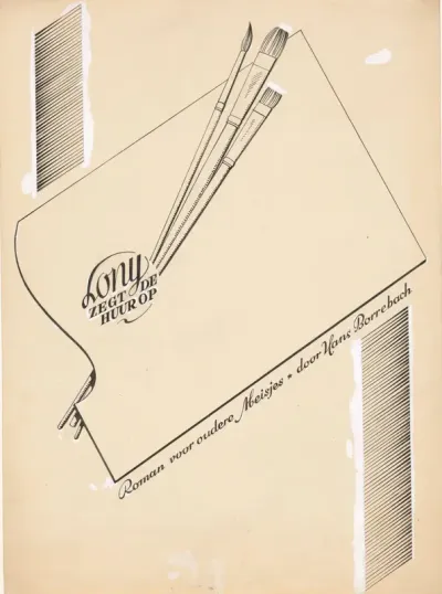 Bandontwerp voor: Hans Borrebach, Lony zegt de huur op. Roman voor oudere meisjes, 1954