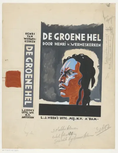 Bandontwerp voor: Henri van Wermeskerken, De groene hel. Het blanke mysterie van de Matto Grosso, 1933