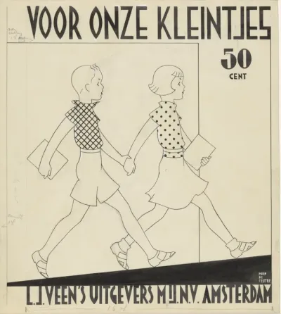 Bandontwerp voor: Henriëtte Dietz e.a., Voor onze kleintjes: geïllustreerde vertellingen om voor te lezen en zelf te lezen voor kinderen van 5-8 jaar, c. 1928