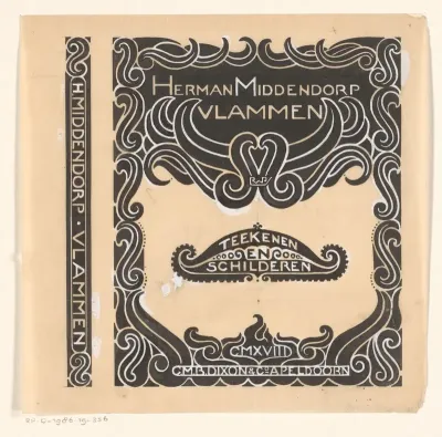 Bandontwerp voor: Herman Middendorp, Vlammen, 1918