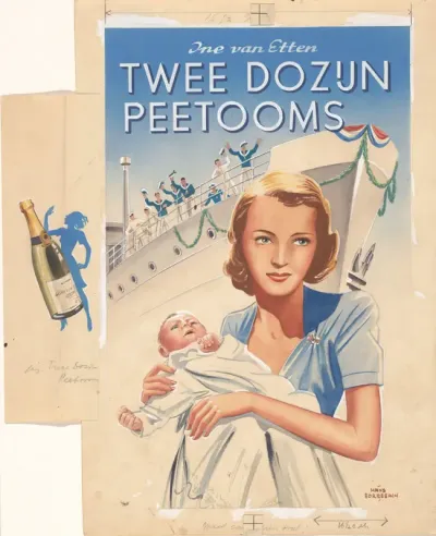 Bandontwerp voor: Ine van Etten, Twee dozijn peetooms, 1948