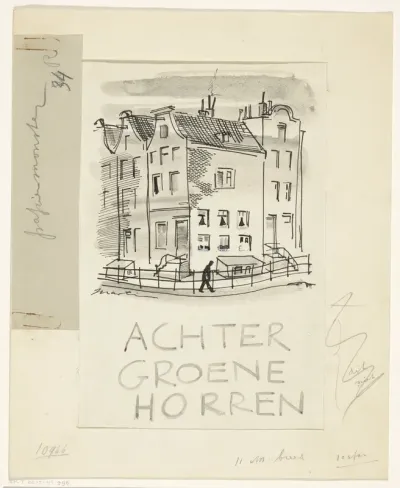 Bandontwerp voor: J. van Oudshoorn, Achter groene horren, 1943-1945