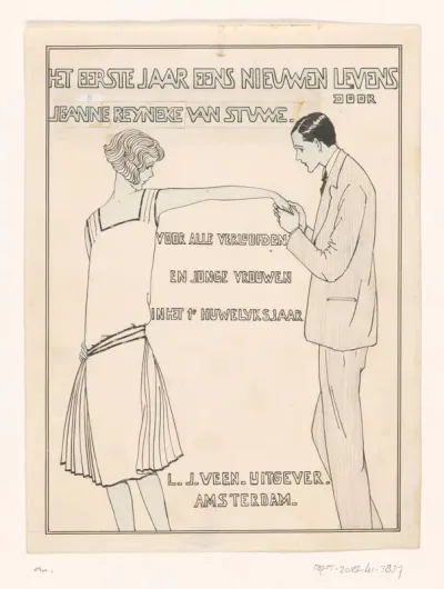 Bandontwerp voor: Jeanne Reyneke van Stuwe, Het eerste jaar eens nieuwen levens. Practisch huishoud-brevier voor alle verloofden en jonge vrouwen in het eerste huwelijksjaar, 1928