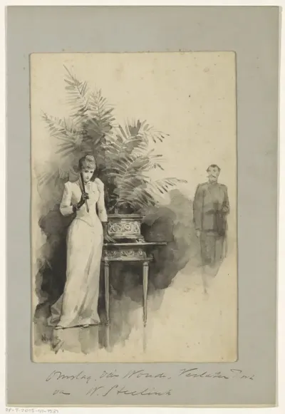 Bandontwerp voor: Johanna van Woude, Een verlaten post, 1891