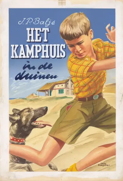 Bandontwerp voor: J.P. Baljé, Het kamphuis in de duinen, 1953