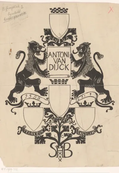 Bandontwerp voor: M.C. Nieuwbarn, Antoon van Dijck: de mensch en de meester, twintig photogravures naar zijne meest beroemde werken, 1903