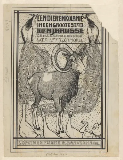 Bandontwerp voor: M.J. Brusse, Een dierenkolonie in een groote stad, 1898