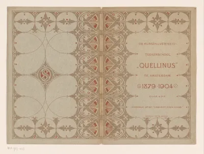 Bandontwerp voor overdruk van: A. Pit, De Kunstnijverheid-Teekenschool Quellinus te Amsterdam 1879-1904, 1904