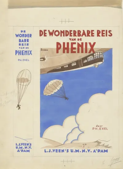 Bandontwerp voor: Philipp Exel, De wonderbare reis van de Phenix, 1934