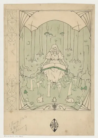 Bandontwerp voor: Pieter Louwerse, Lotgevallen en reizen van Sindbad den Zeeman. Geschiedenis van de eerste tot zevende en laatste reis, 1910