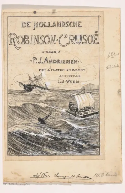 Bandontwerp voor: P.J. Andriessen, De Hollandsche Robinson Crusoë, 1895