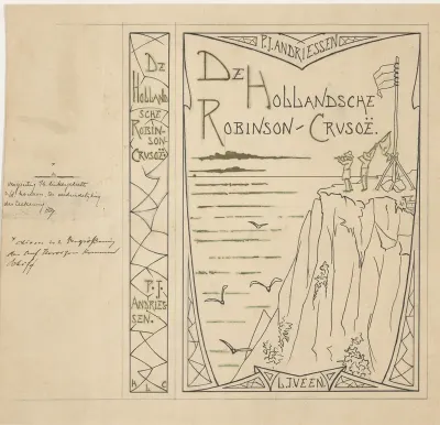 Bandontwerp voor: P.J. Andriessen, De Hollandsche Robinson Crusoë, c. 1883-1895