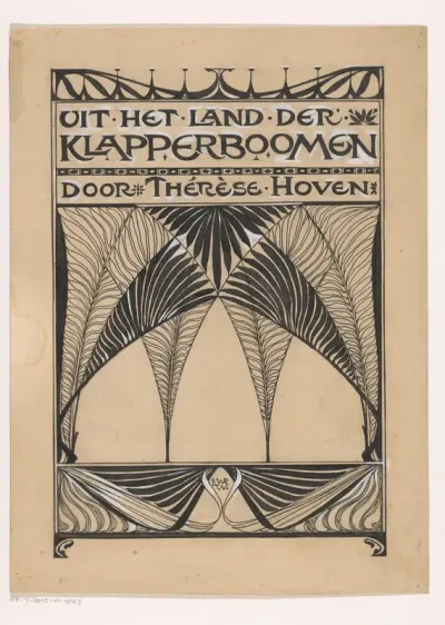 Bandontwerp voor: Thérèse Hoven, Uit het land der klapperboomen, 1897
