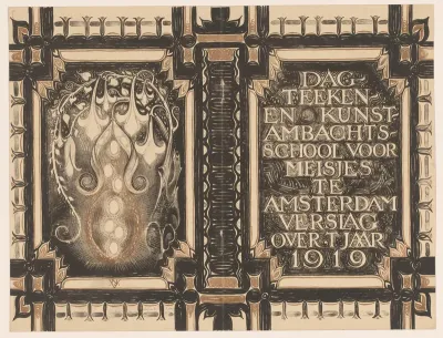 Bandontwerp voor: Verslag der Dagteeken- en Kunstambachtschool voor Meisjes te Amsterdam over het jaar 1919