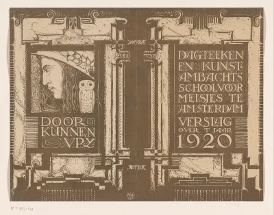 Bandontwerp voor: Verslag der Dagteeken- en Kunstambachtschool voor Meisjes te Amsterdam over het jaar 1920