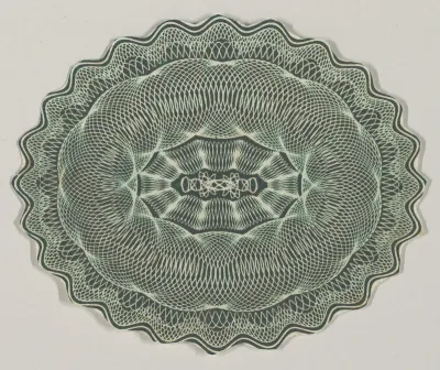 Banknote motif: oval of lathe work ornament with a wavy edge