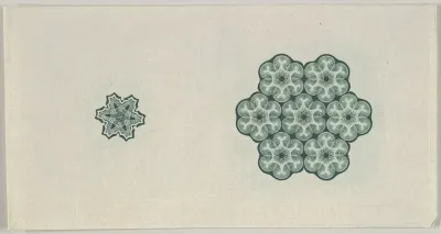 Banknote motif: two six-lobed lathe work ornaments