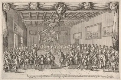 Banquet of the Piacevoli, Medici coat of arms at top center