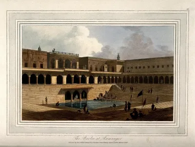 Baolee at Ramnagur, Benares, India: the public bath in the Ramnagur Palace