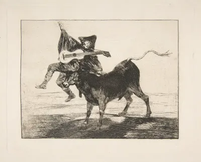 'Barbarous Entertainment', a blind guitarist on the horns of a bull