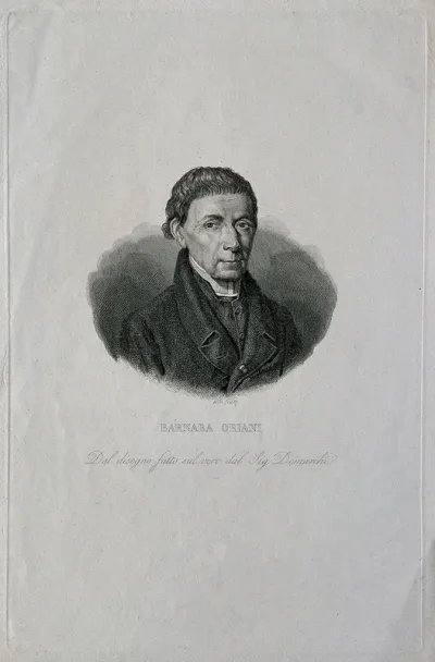 Barnabé Oriani. Line engraving by [A. L.] after V. Demarchi
