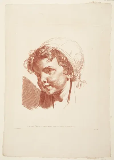 Barnehoved, smilende (Tête d'enfant riant)