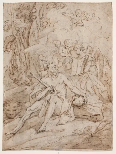 Barselsstuen III. akt 6. scene. Gravering efter Lorenzens Holberg Galleri.