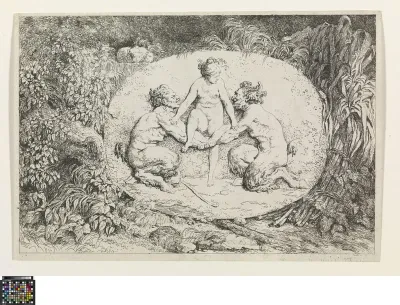 Bas-relief with a nymph and two satyrs