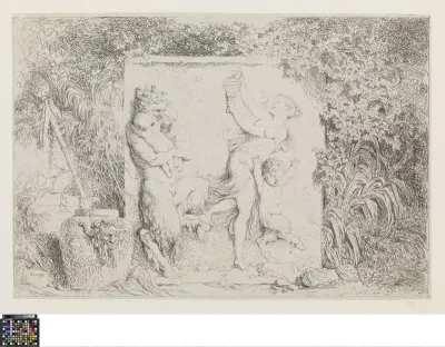 Bas-relief with satyrs and young woman