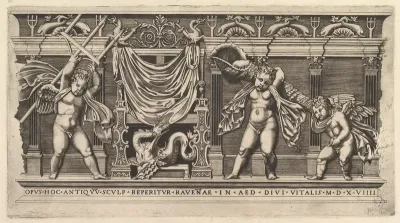 Bas-Relief with Three Cupids, from "Speculum Romanae Magnificentiae"