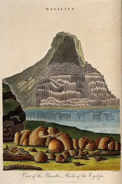 Basalt formations, described as rocks of the Cyclops
