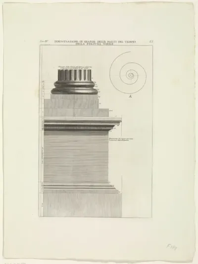 Basement van een zuil van de Tempel van Portunus te Rome